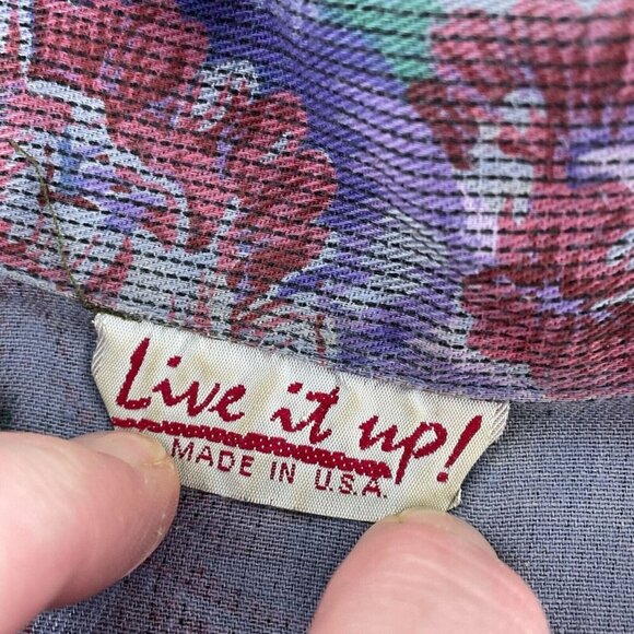 Vintage Floral Print Womens Blazer Jacket By Live It Up! Made In USA 5347 - Picture 3 of 7
